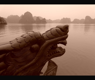 Dragon carving at Ha Long Bay, Vietnam